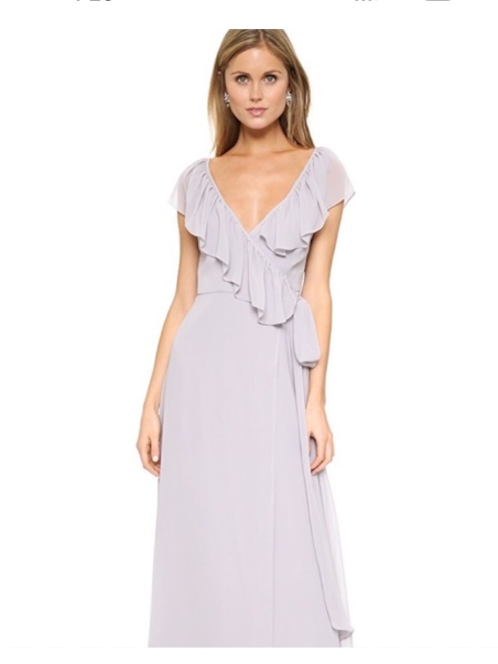 Joanna August Lavender Ruffle Wrap Maxi Dress